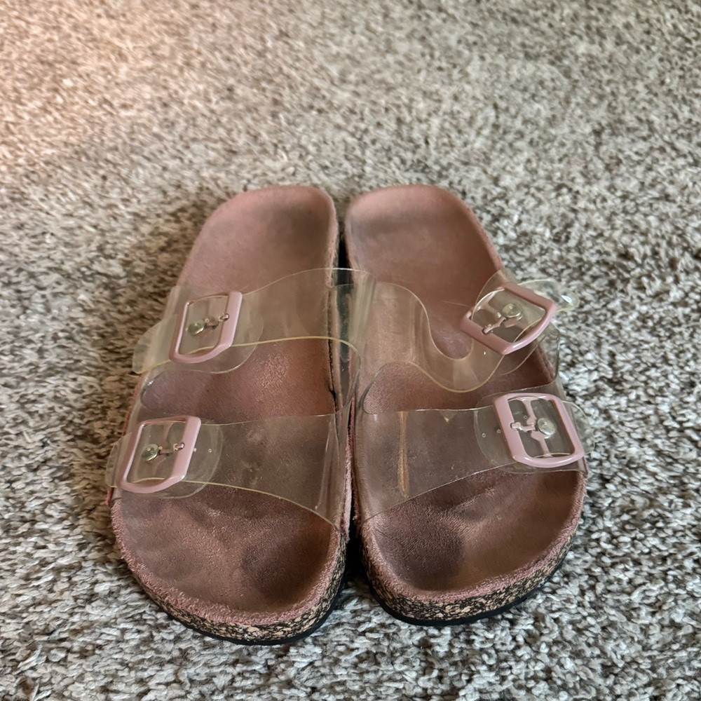 Clear Strap Slide Sandals mauve pink